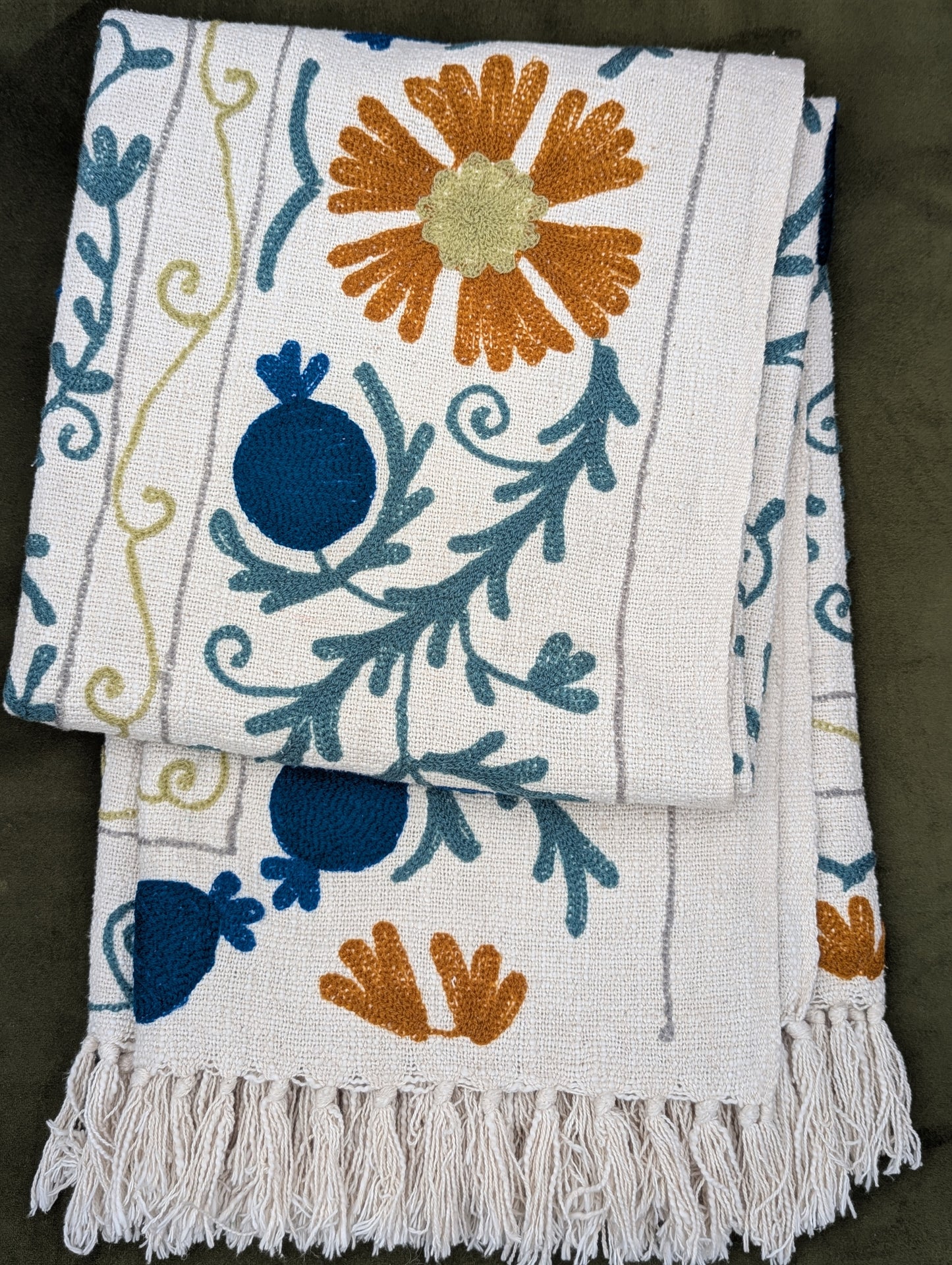Slub Cotton Embroidered Throw