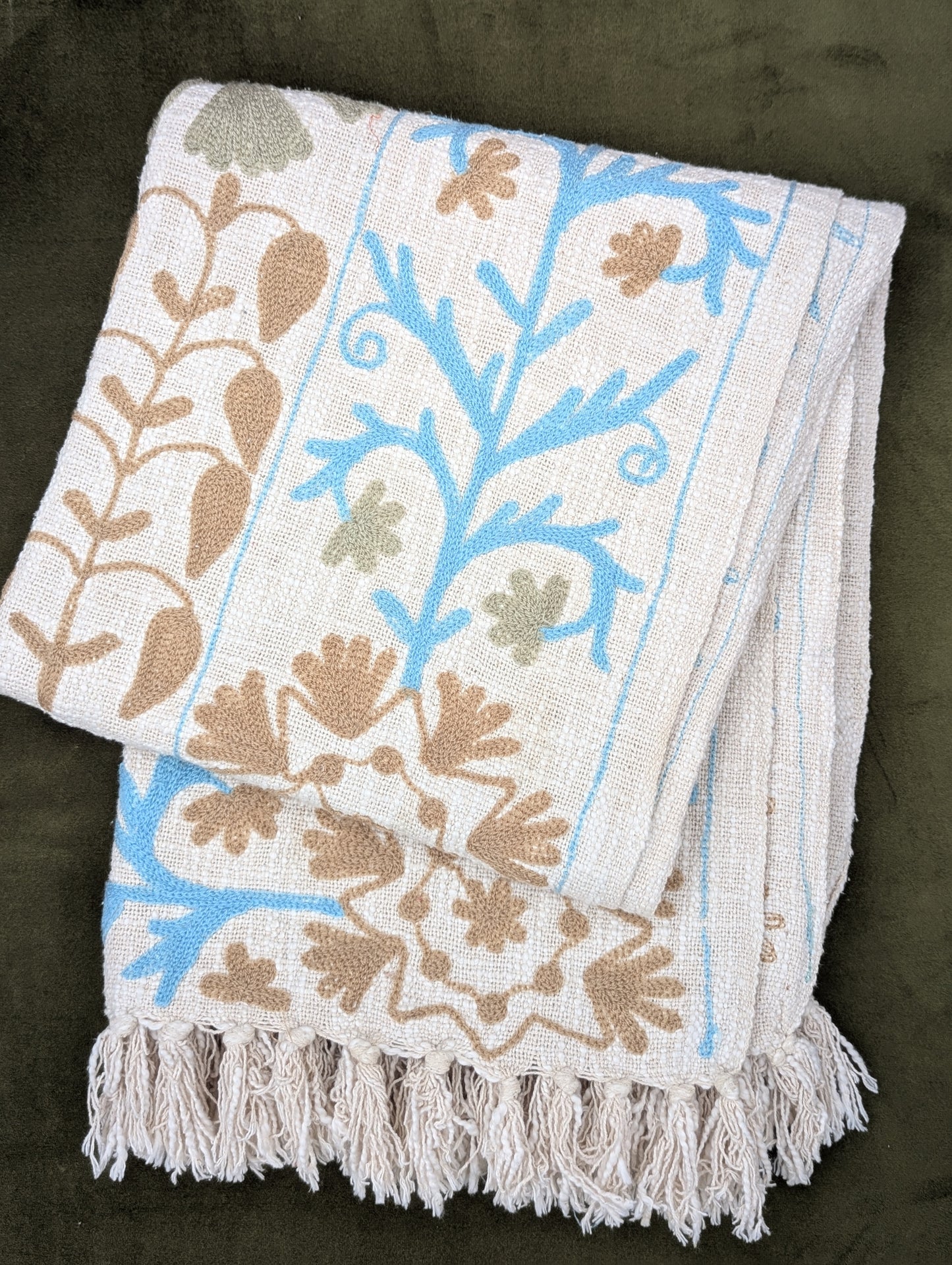 Slub Cotton Embroidered Throw