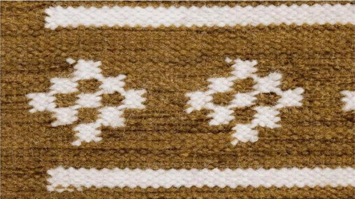 Dvara Wool & Cotton Kilim Rug – Geometric Border in Sage or Ochre