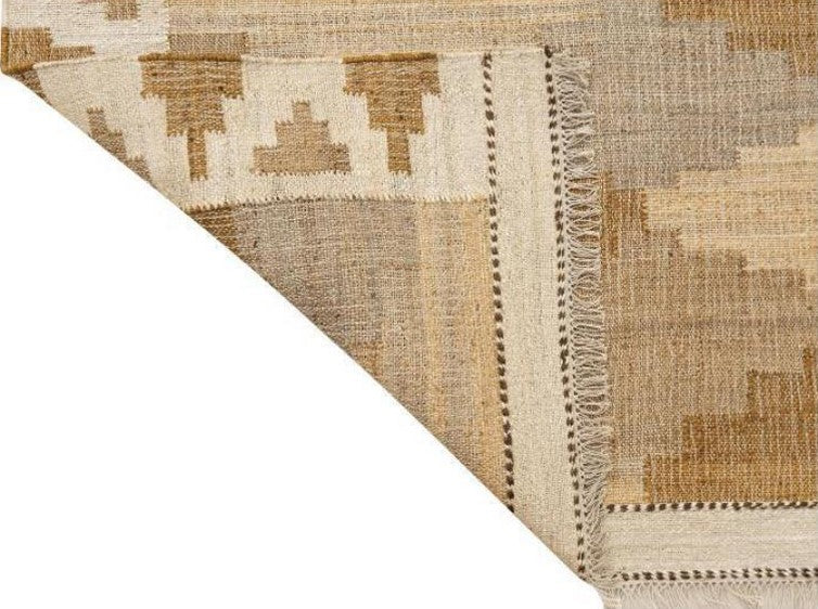 Rekha Jute Rug – Stepped Geometric Pattern in Beige & Grey