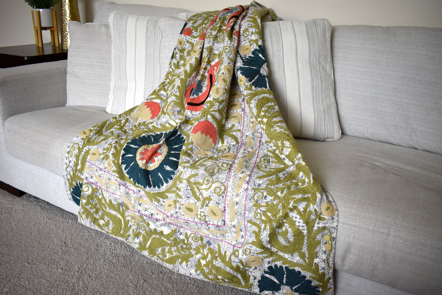 Printed Embroidered Throw