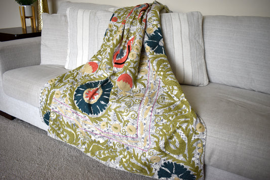 Printed Embroidered Throw