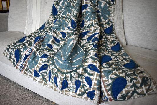 Printed Embroidered Throw