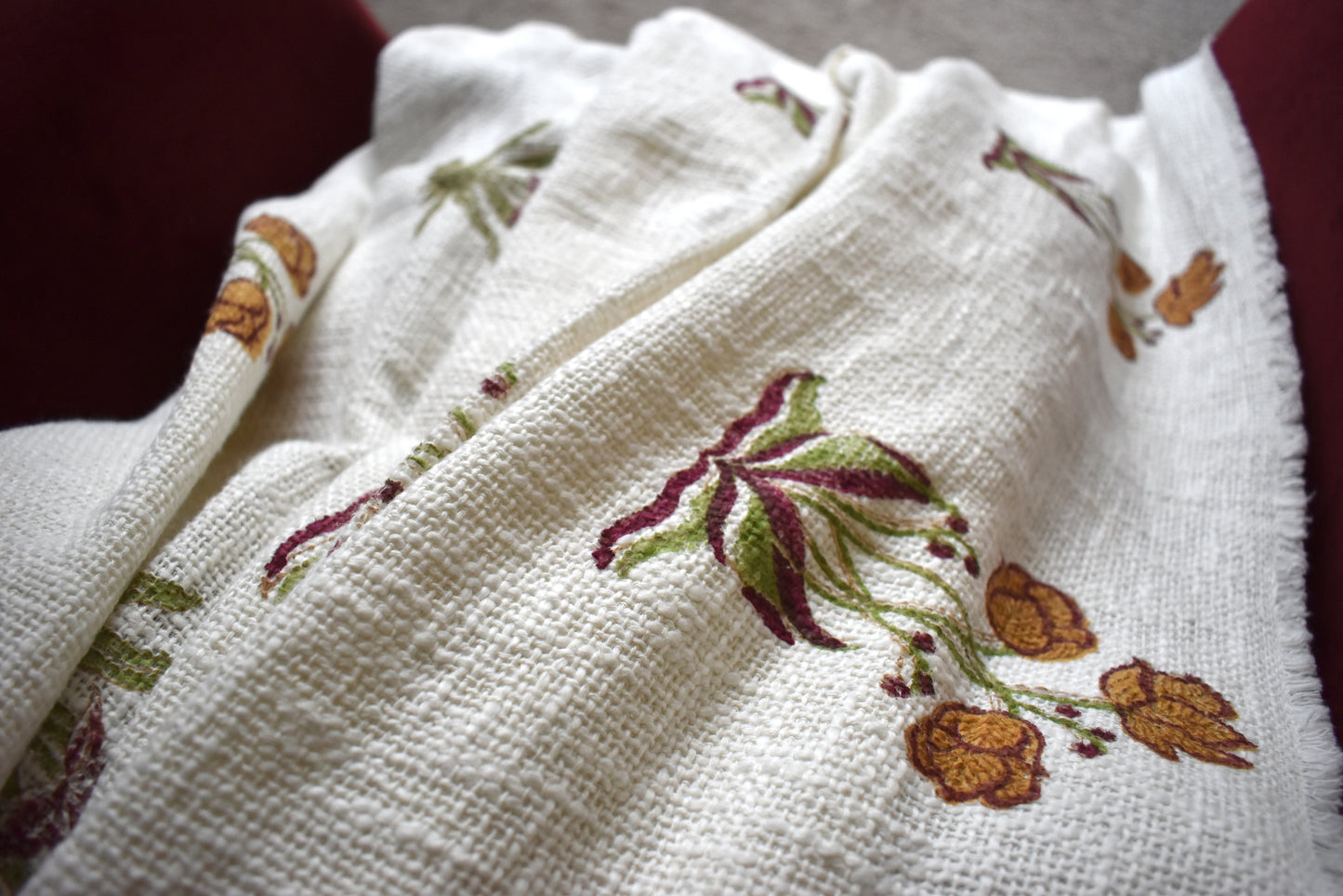 Handblock Printed Throw with Slub Cotton