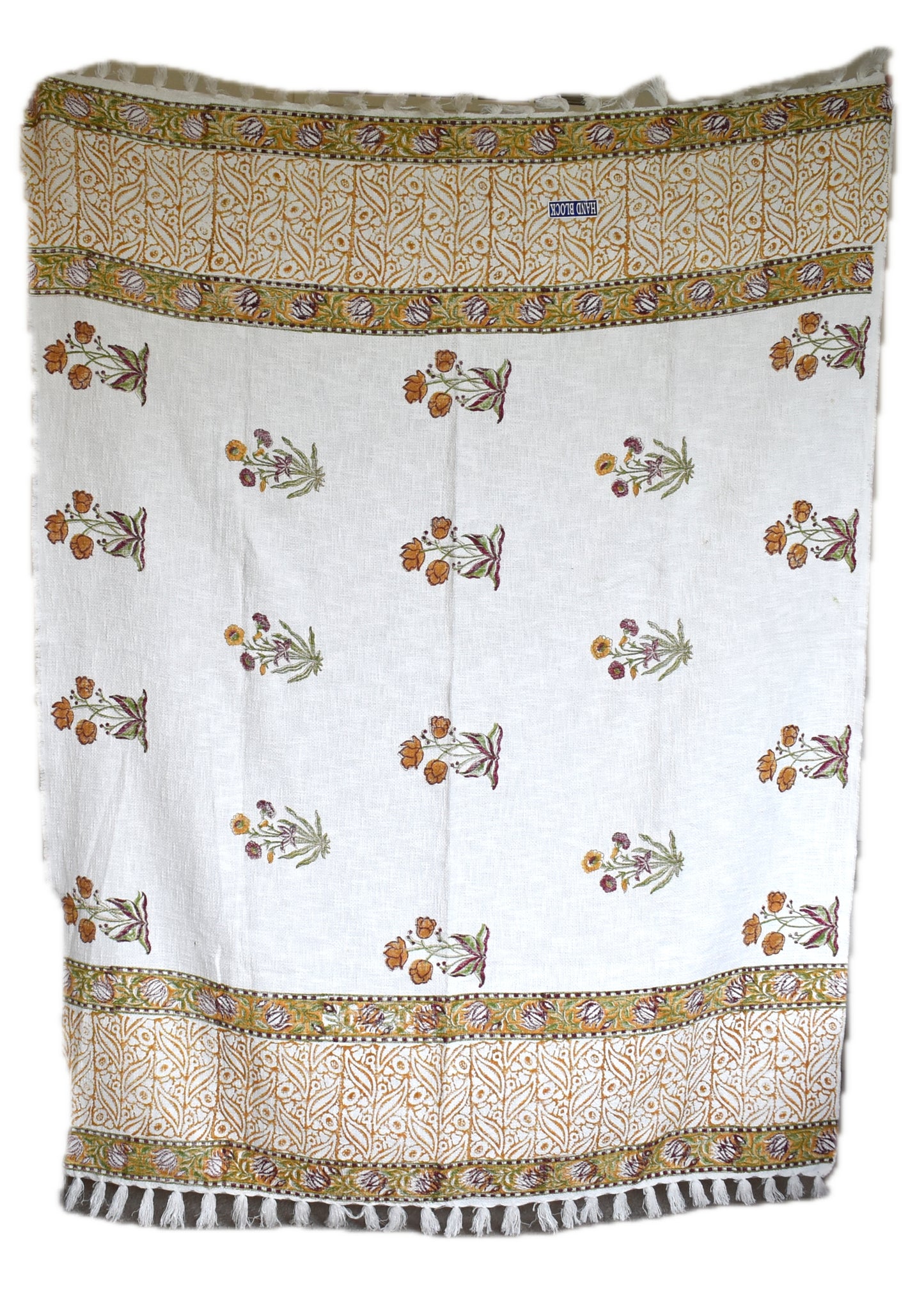 Handblock Printed Throw with Slub Cotton