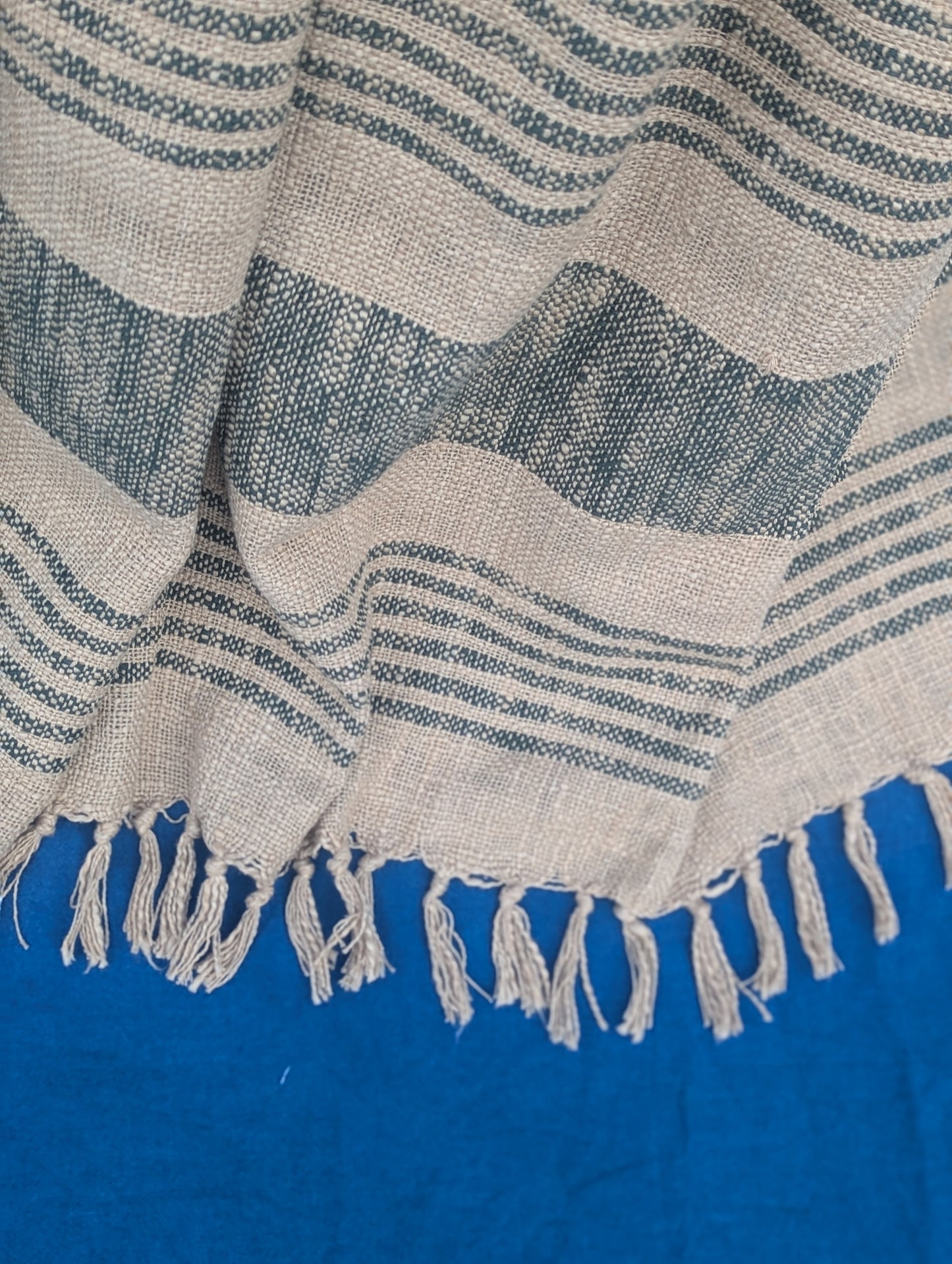 Green Stripes Slub Cotton Throw