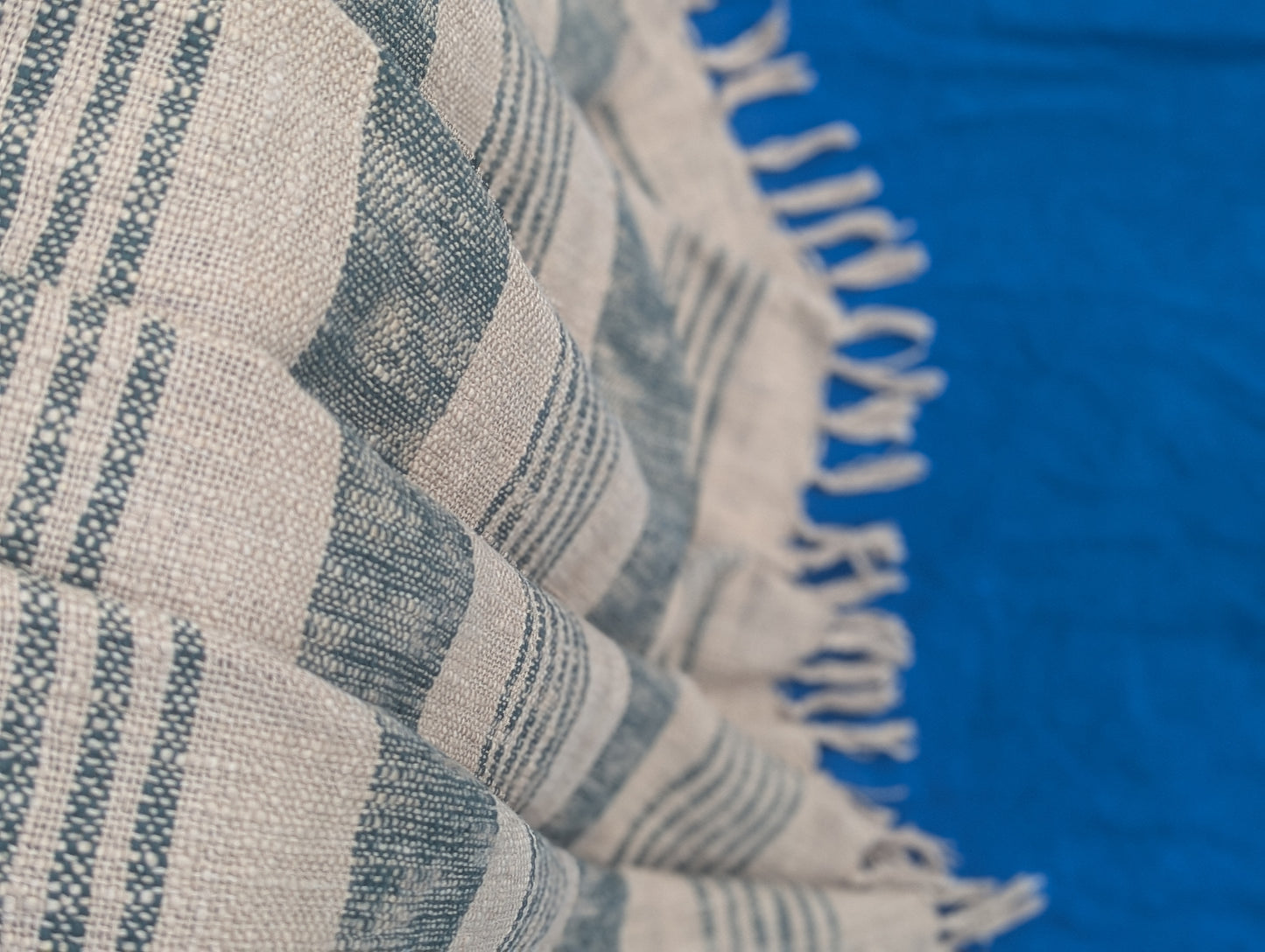 Green Stripes Slub Cotton Throw