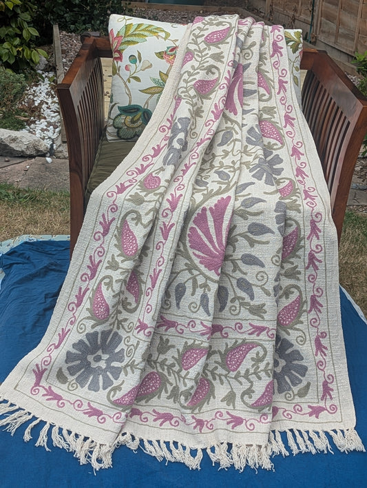 Slub Cotton Embroidered Throw