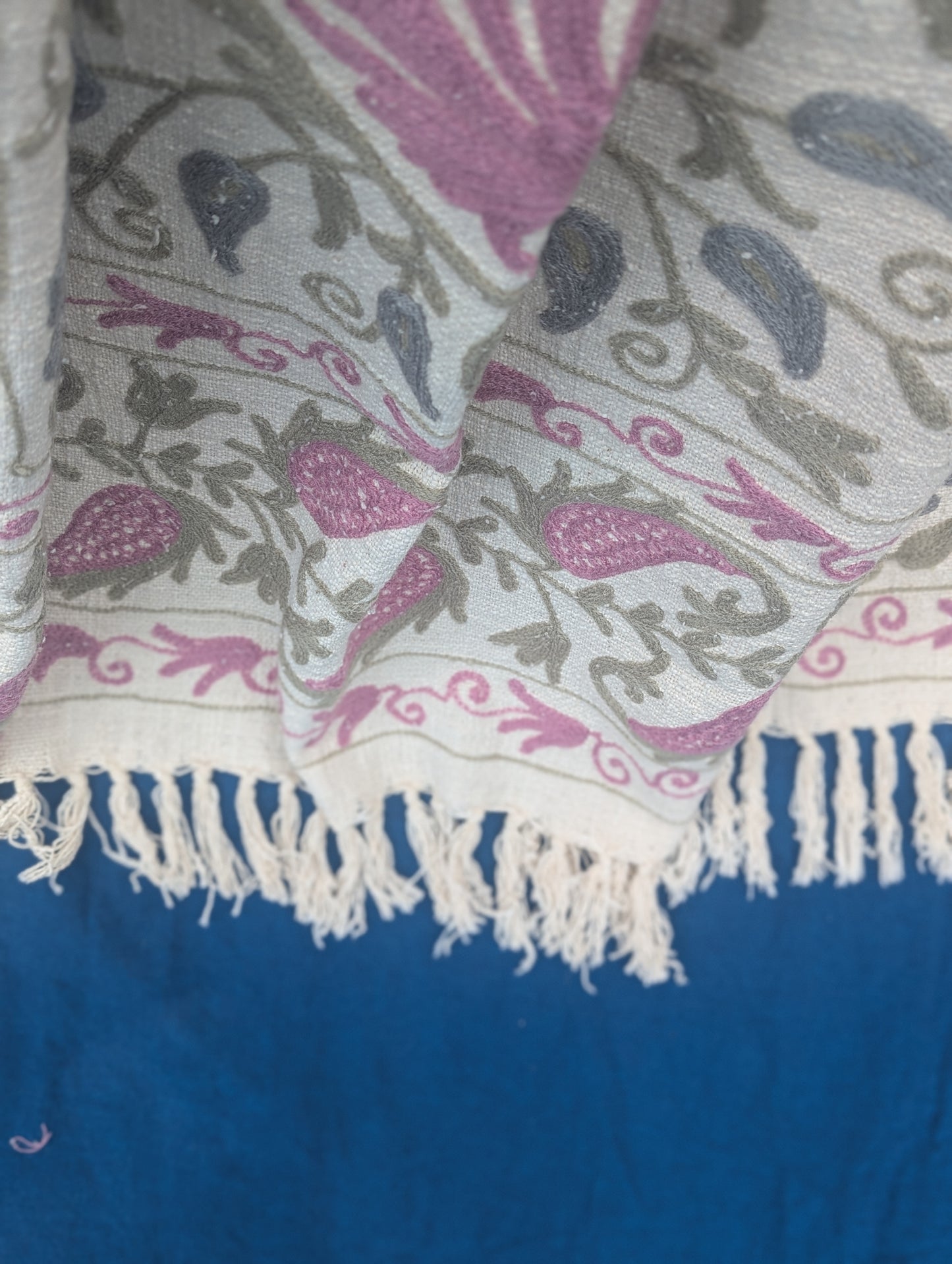 Slub Cotton Embroidered Throw