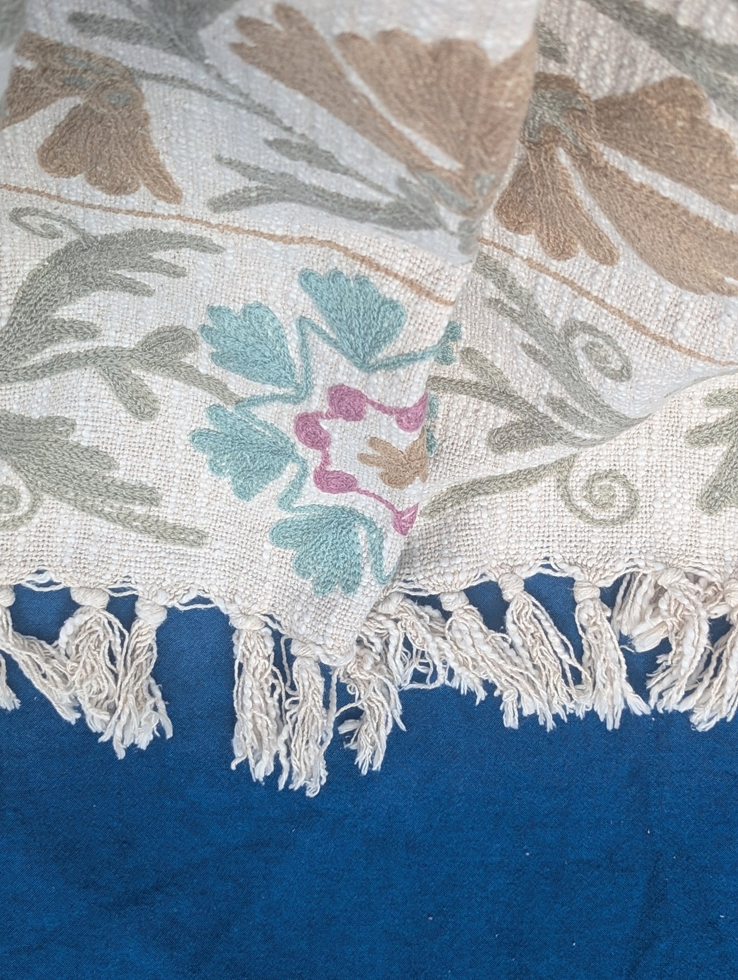 Slub Cotton Embroidered Throw