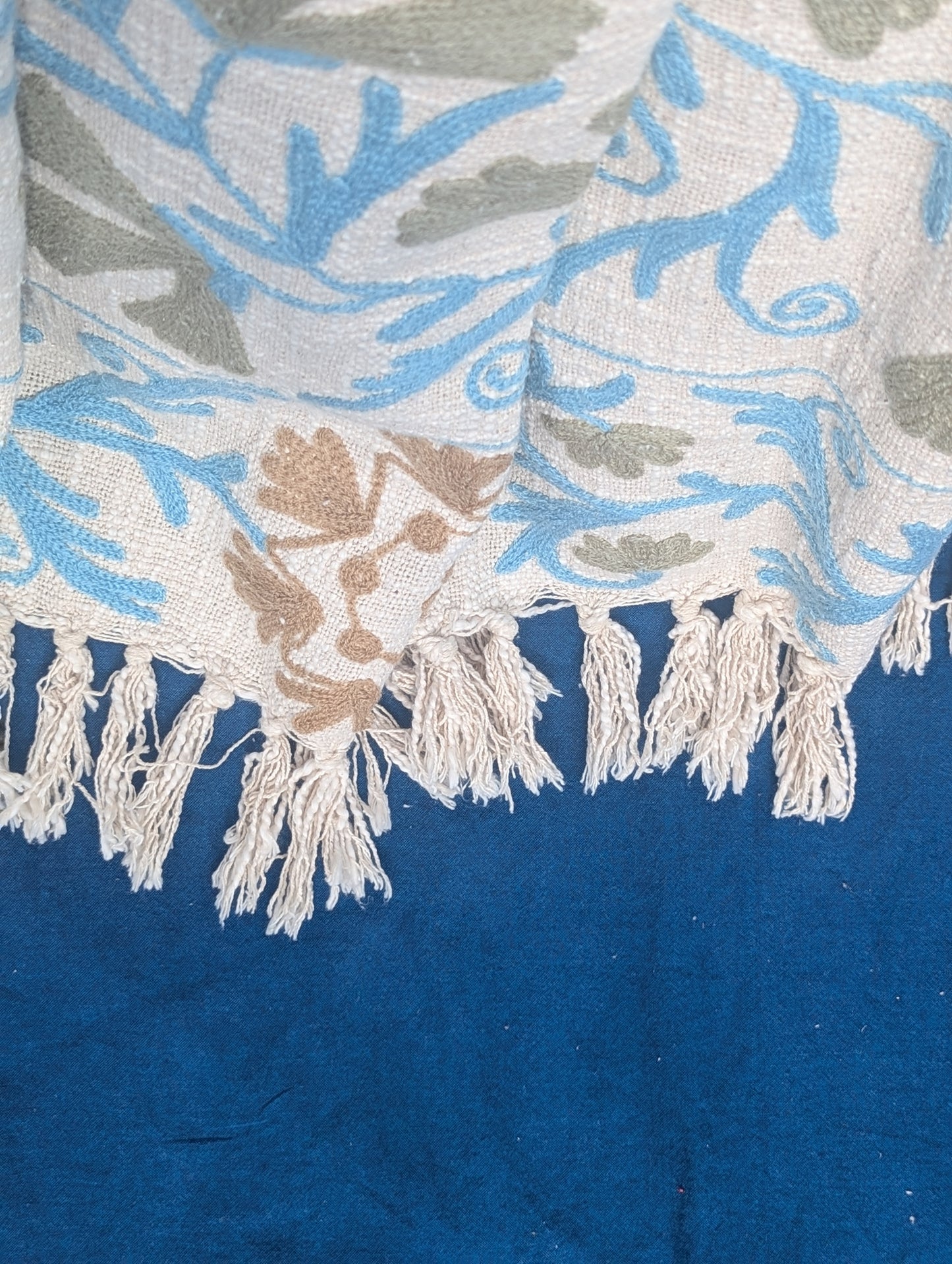 Slub Cotton Embroidered Throw