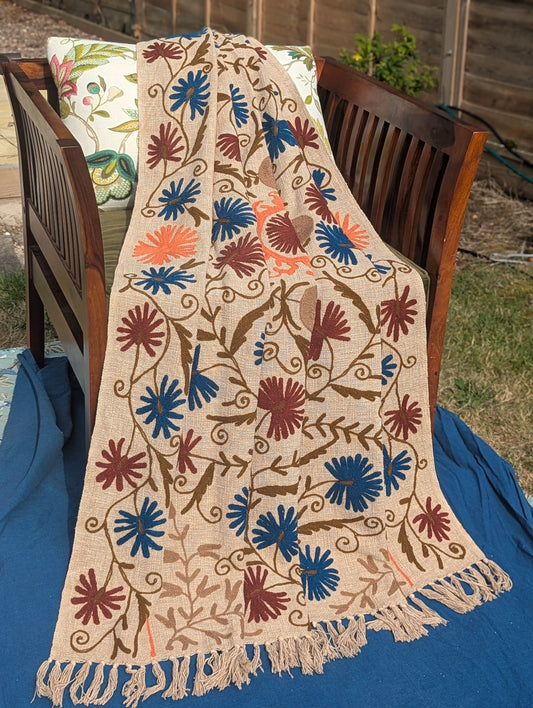 Slub Cotton Embroidered Throw