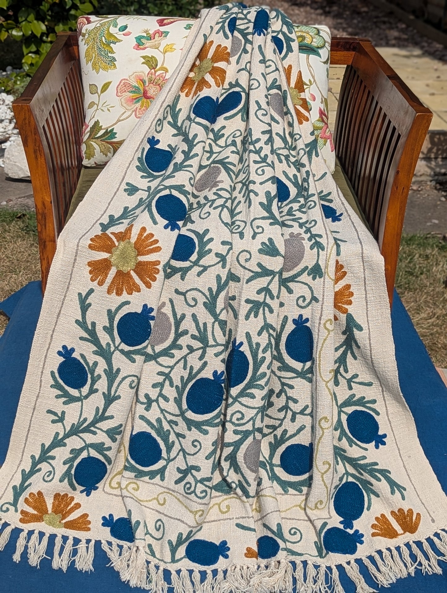 Slub Cotton Embroidered Throw