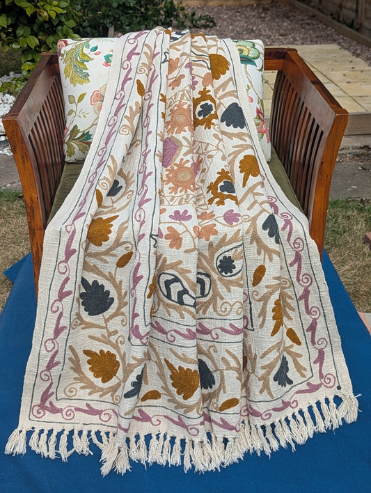 Slub Cotton Embroidered Throw