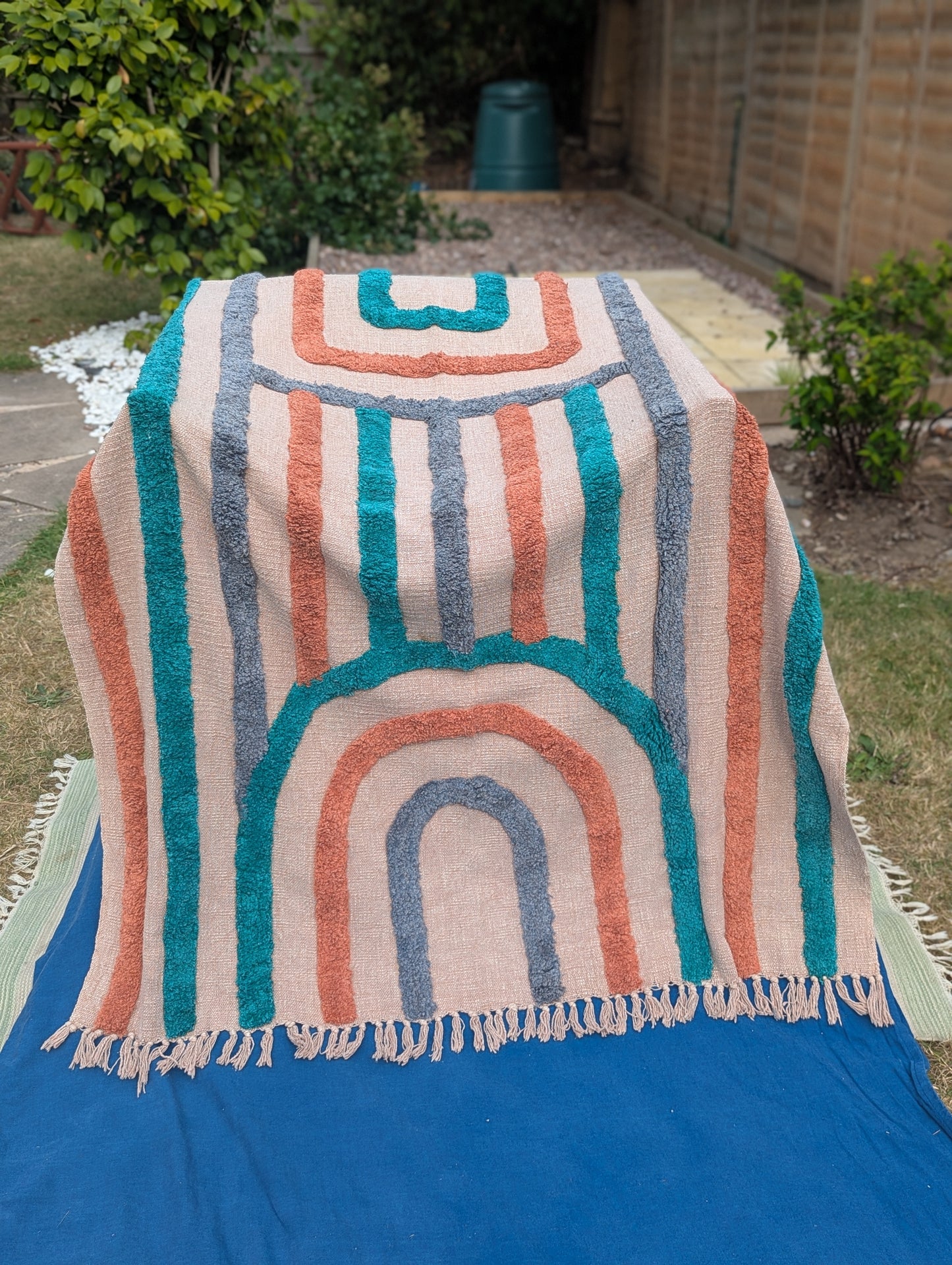 Slub Cotton Tufted Throw - Grey Orange