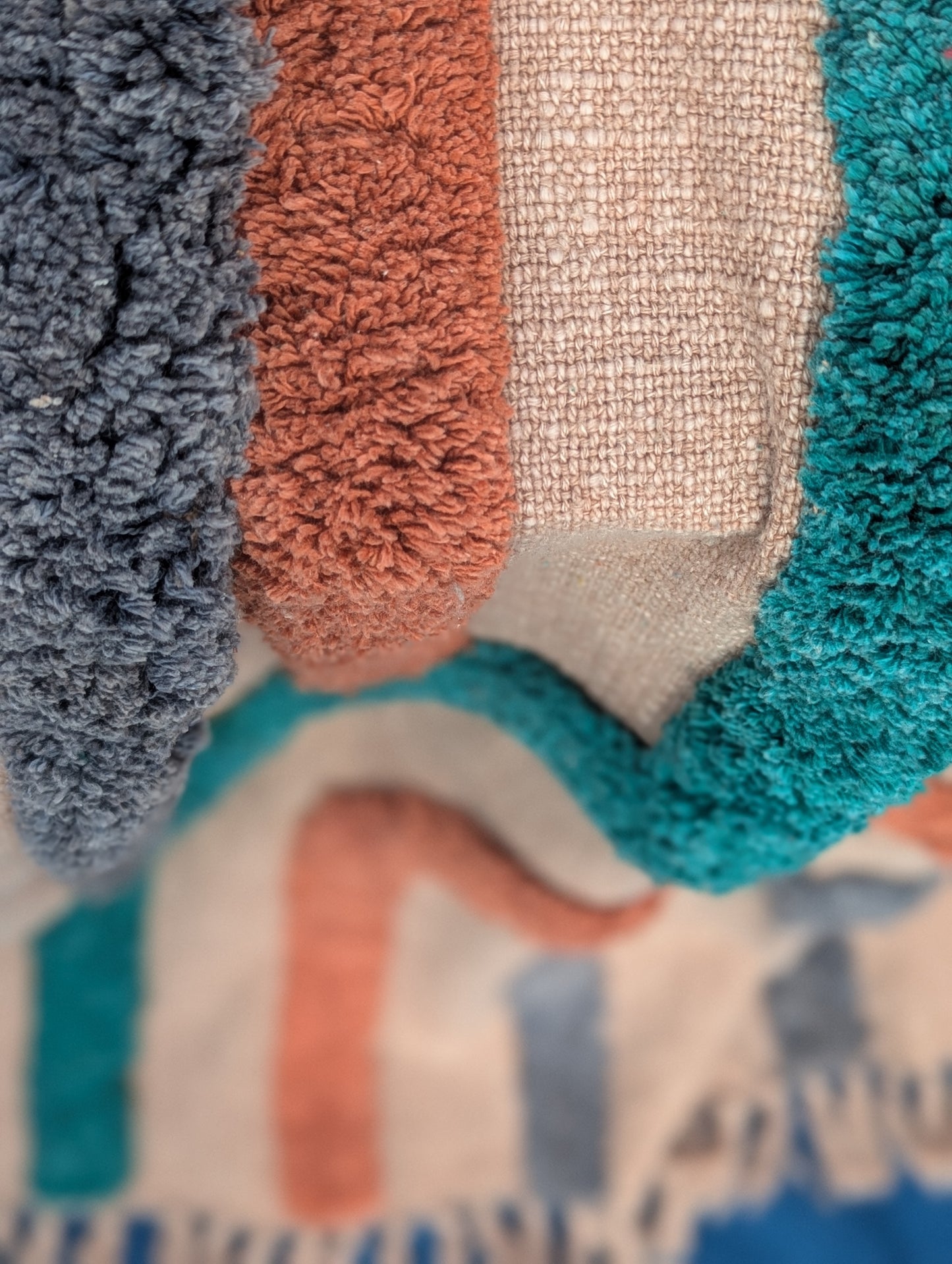 Slub Cotton Tufted Throw - Grey Orange