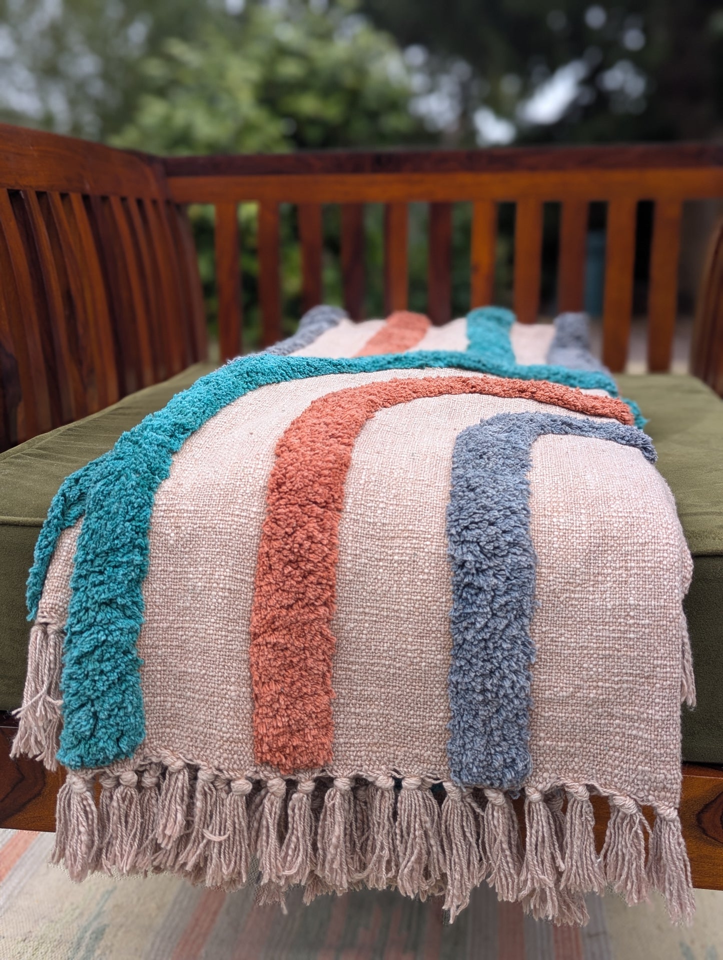 Slub Cotton Tufted Throw - Grey Orange