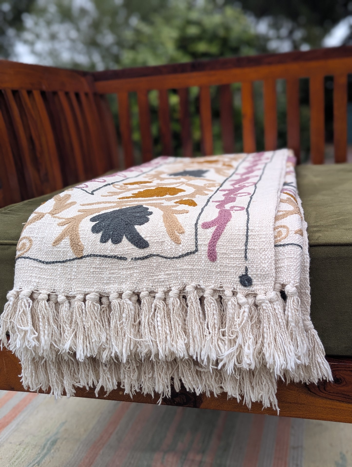 Slub Cotton Embroidered Throw