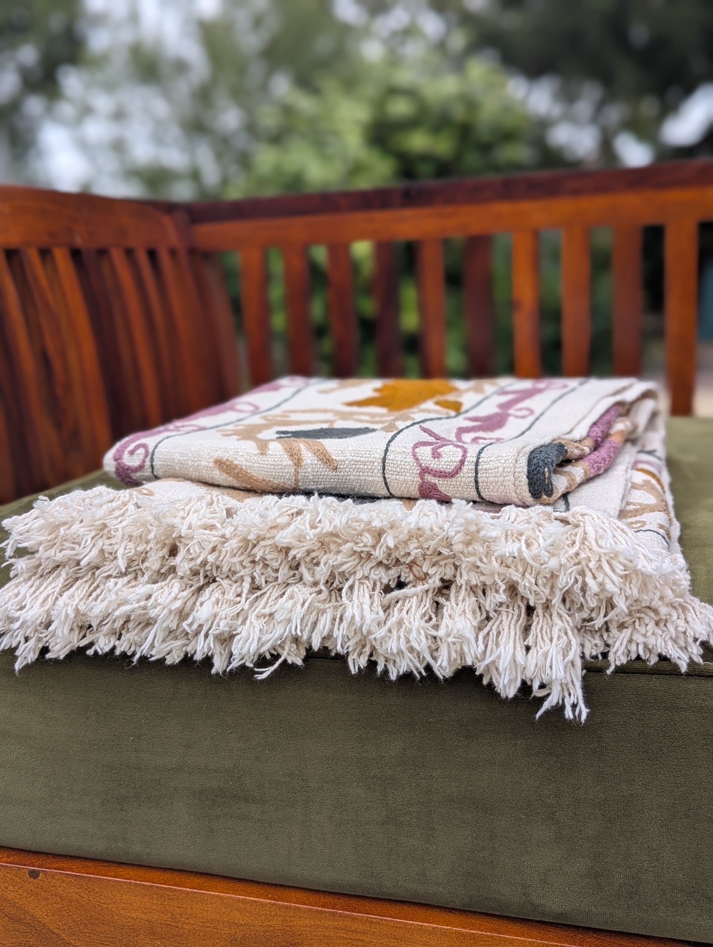 Slub Cotton Embroidered Throw