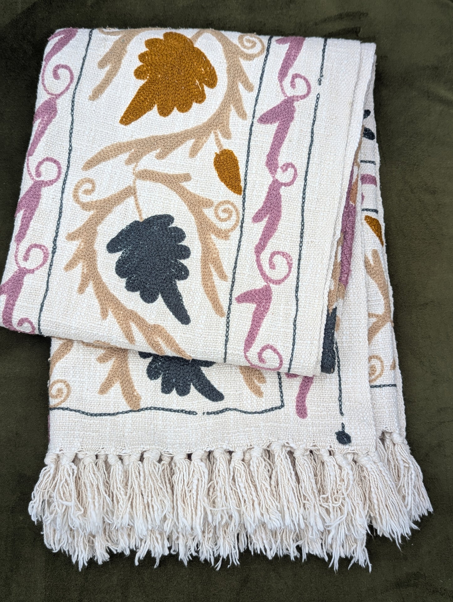 Slub Cotton Embroidered Throw
