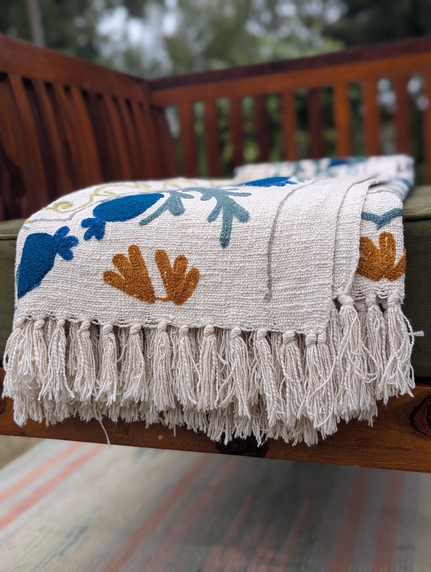Slub Cotton Embroidered Throw