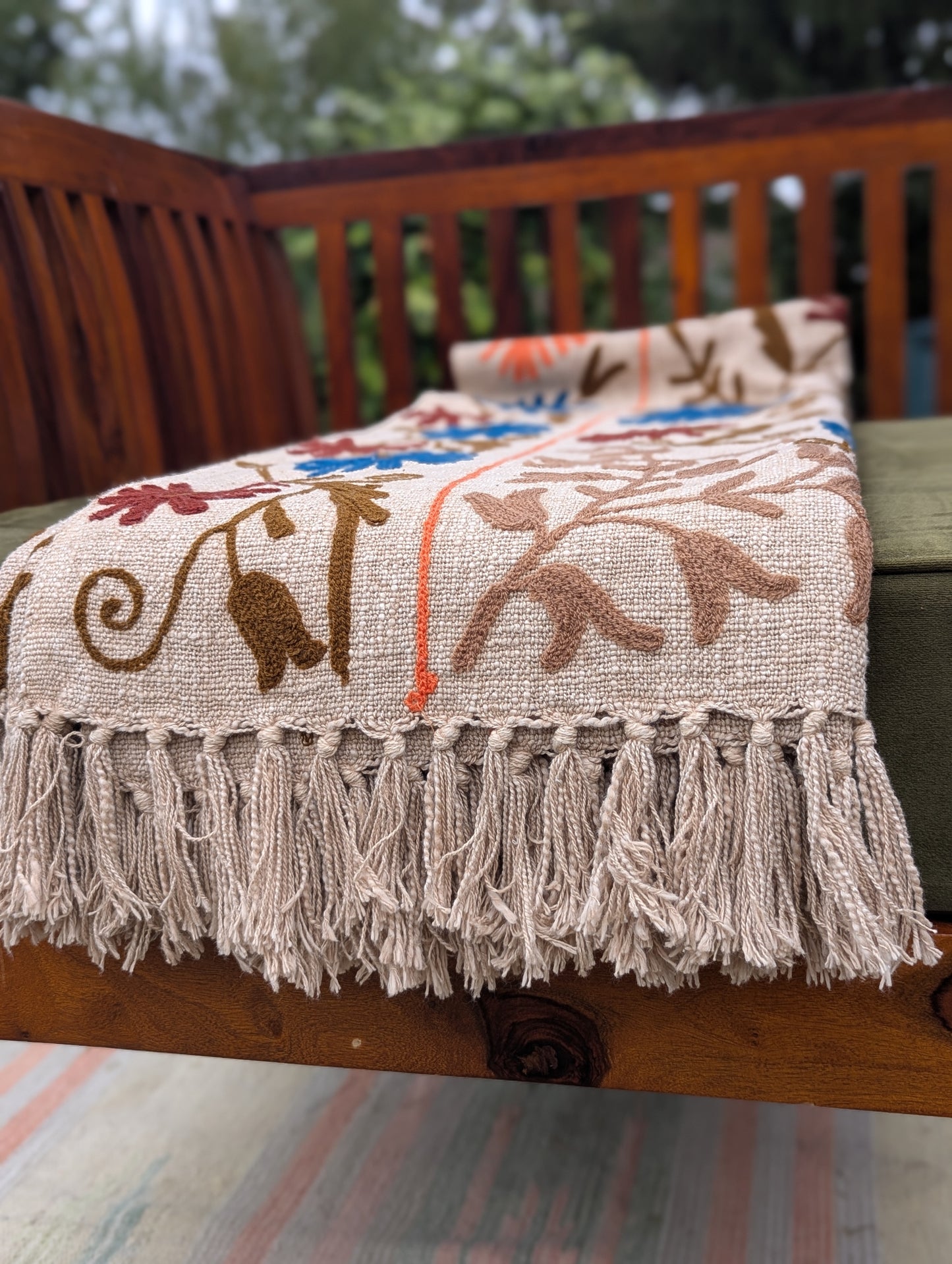 Slub Cotton Embroidered Throw
