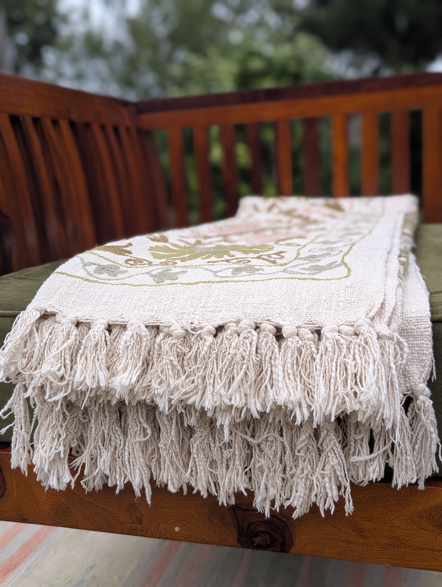 Slub Cotton Embroidered Throw