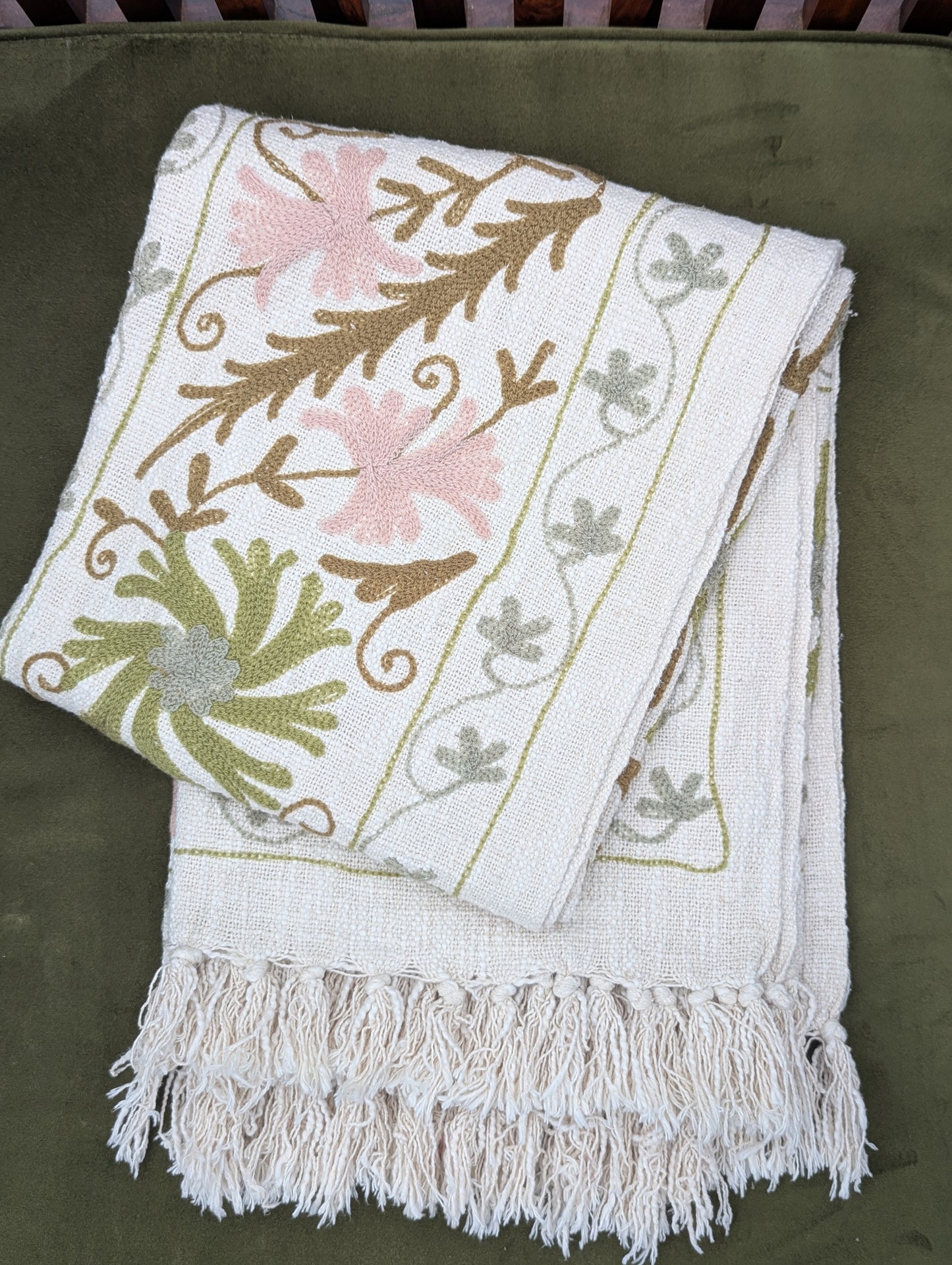 Slub Cotton Embroidered Throw