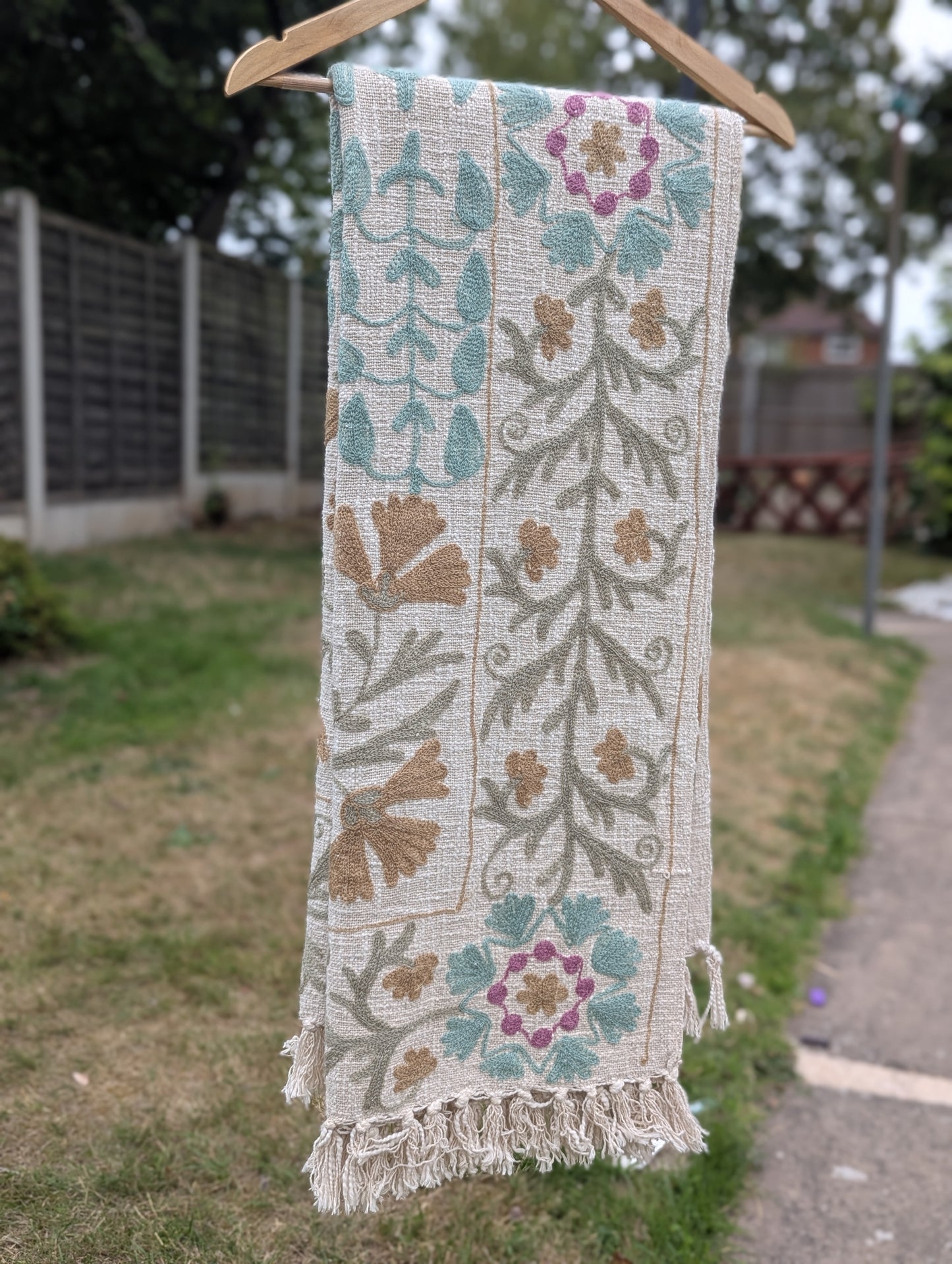 Slub Cotton Embroidered Throw