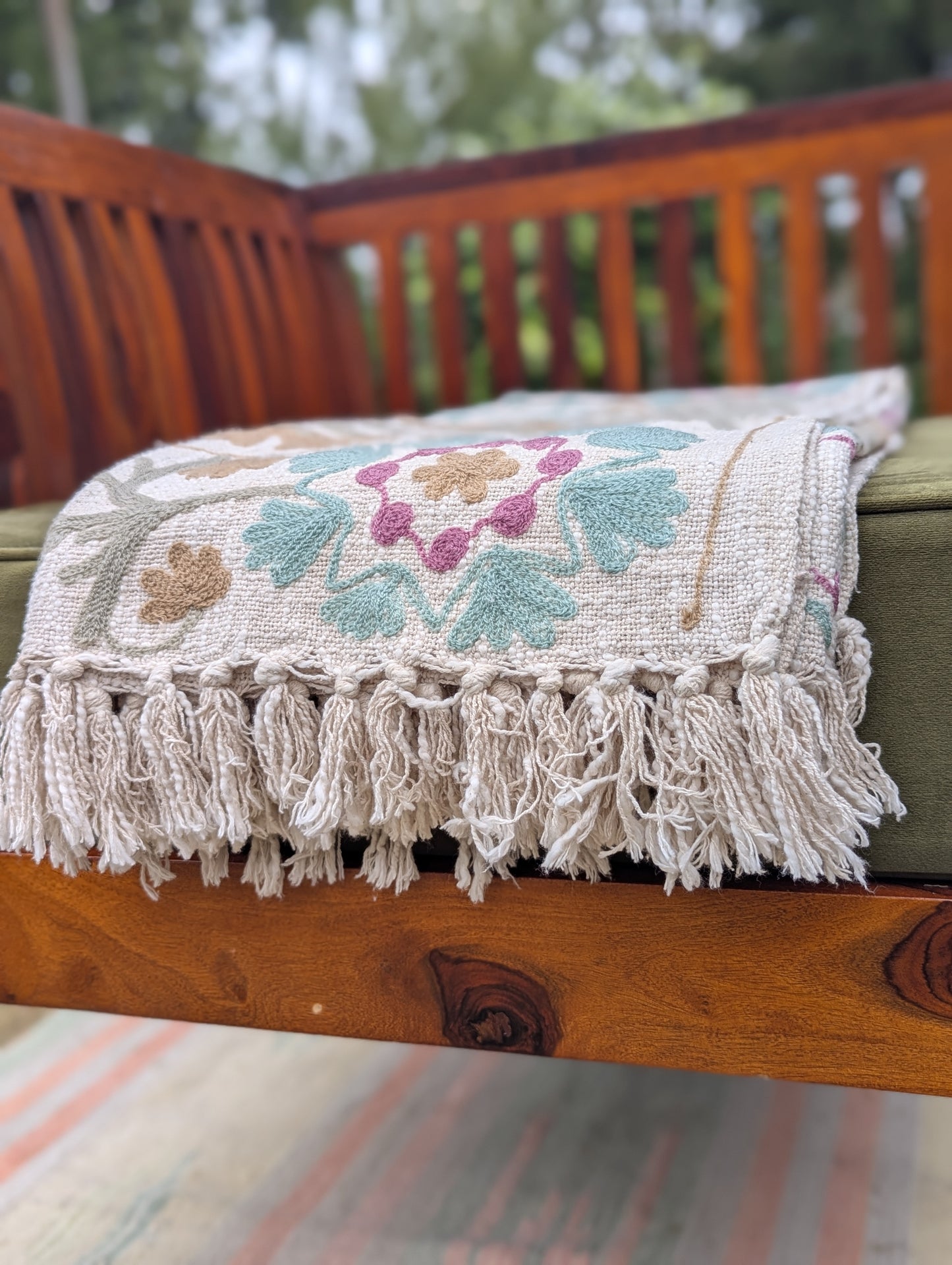 Slub Cotton Embroidered Throw