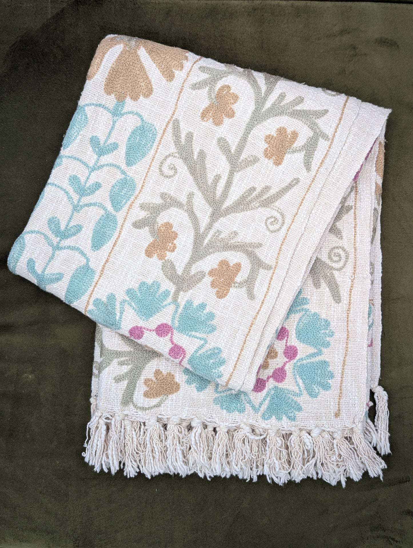 Slub Cotton Embroidered Throw