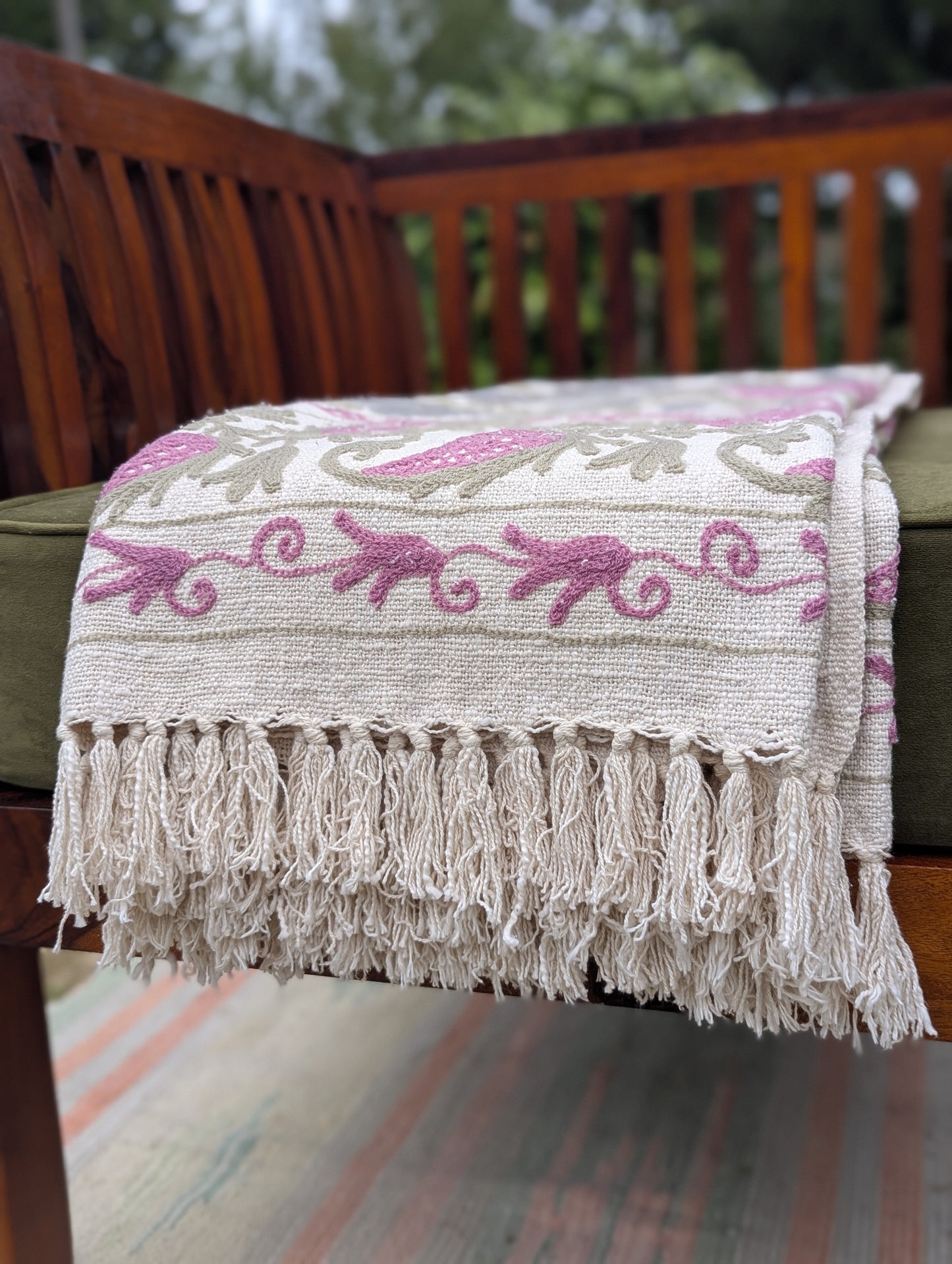 Slub Cotton Embroidered Throw