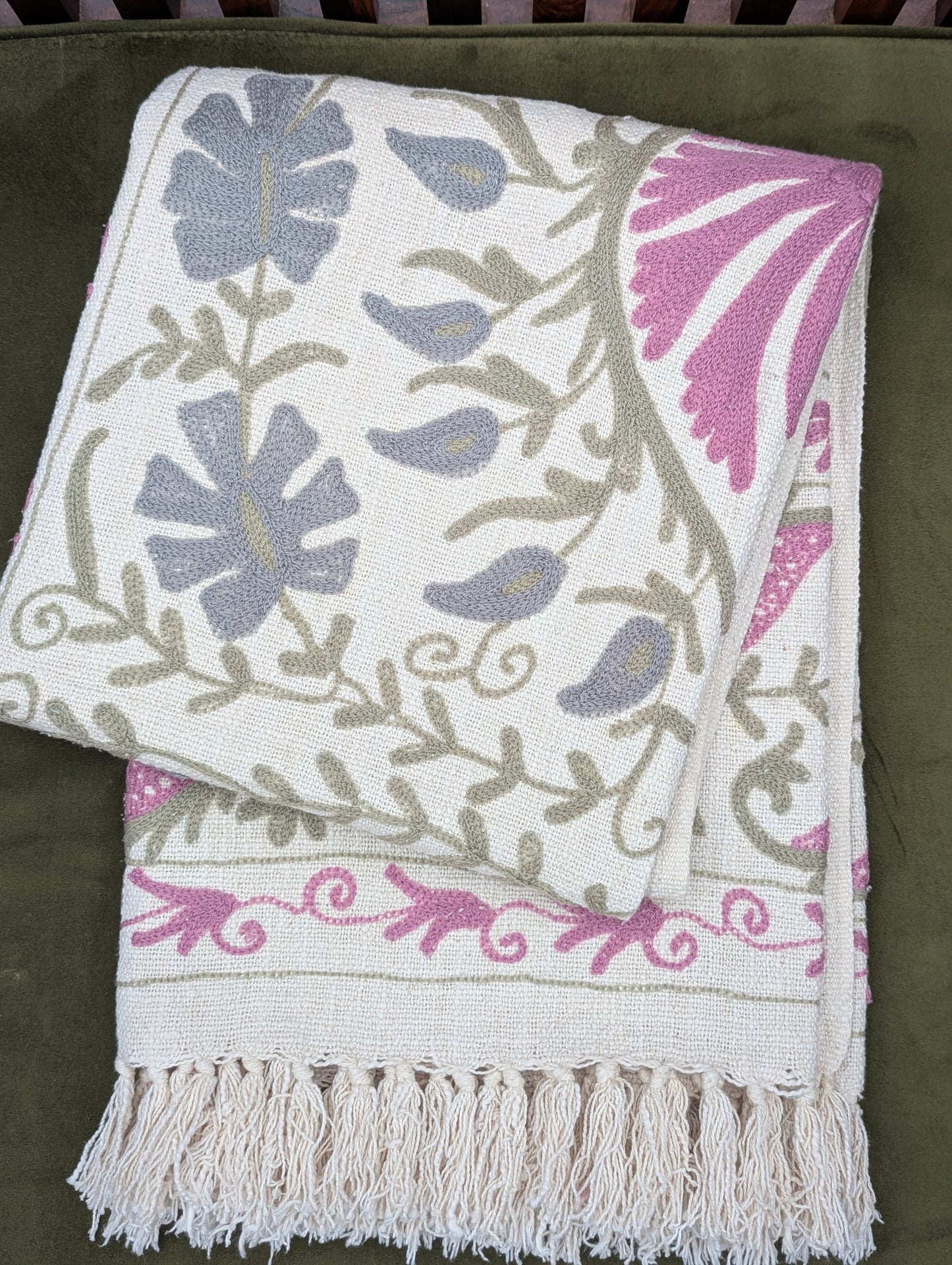 Slub Cotton Embroidered Throw