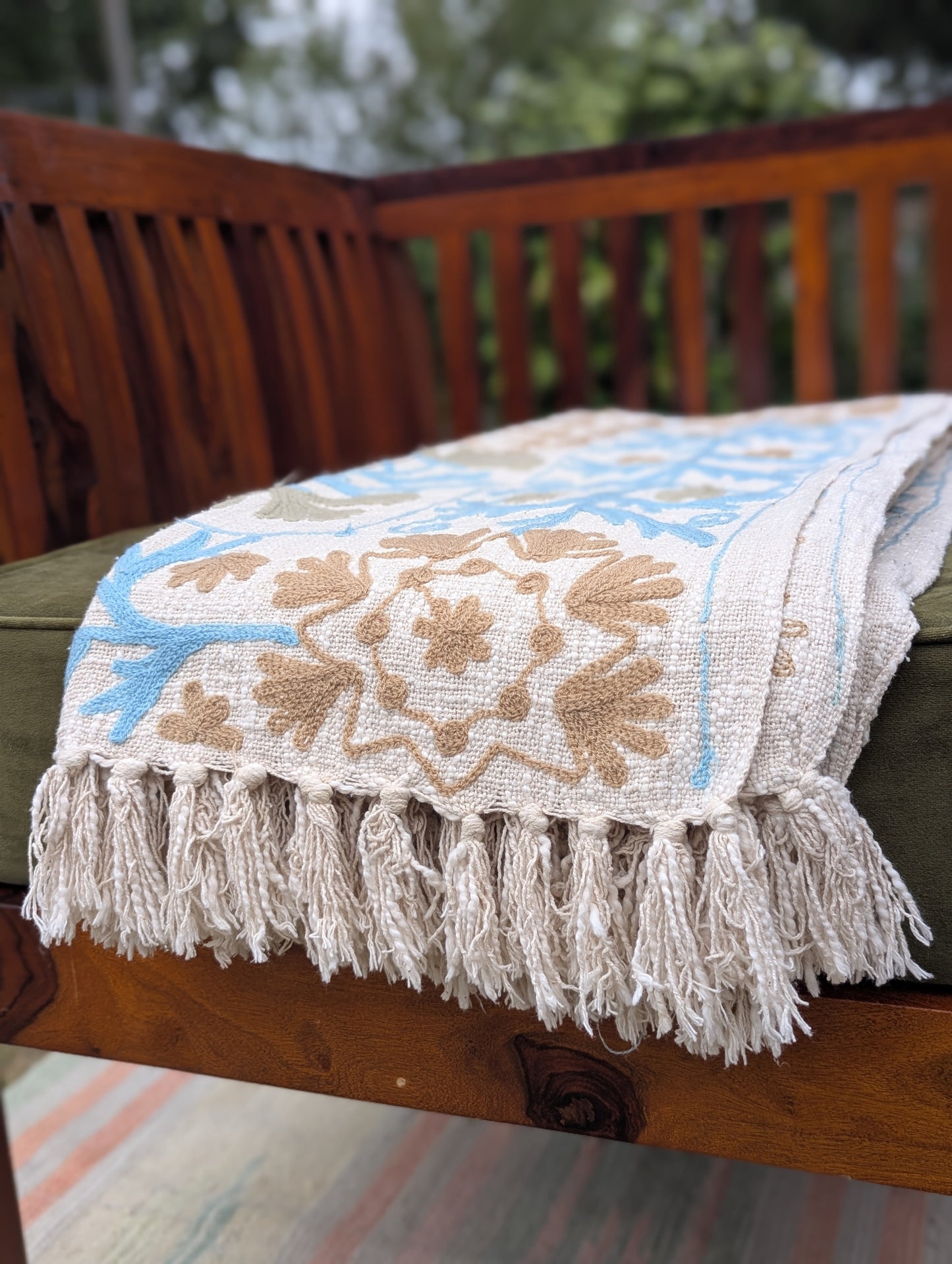 Slub Cotton Embroidered Throw