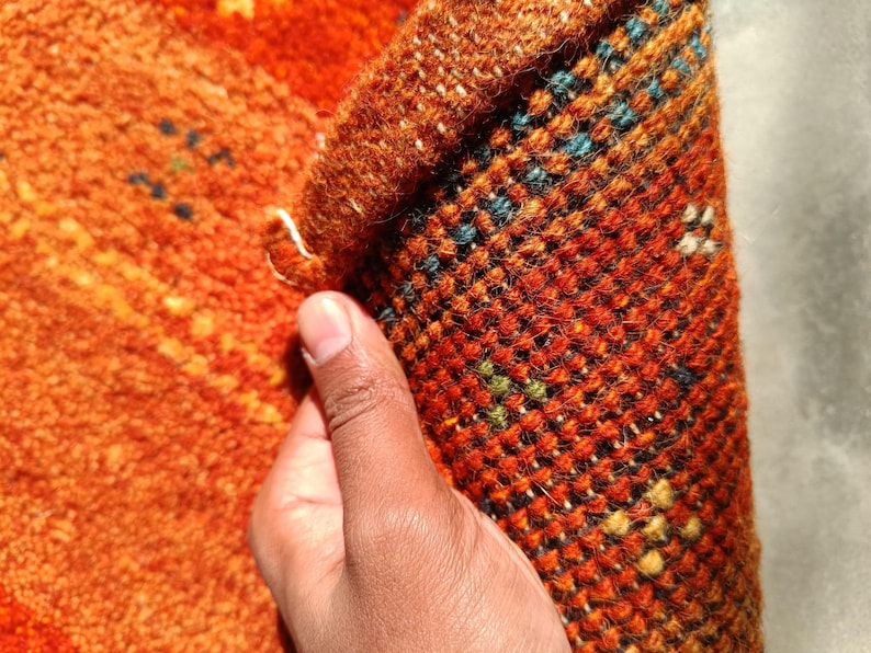 Loom Knotted Wool Orange Gabbeh