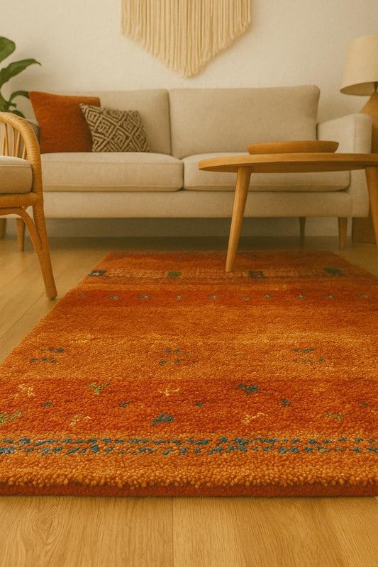 Loom Knotted Wool Orange Gabbeh